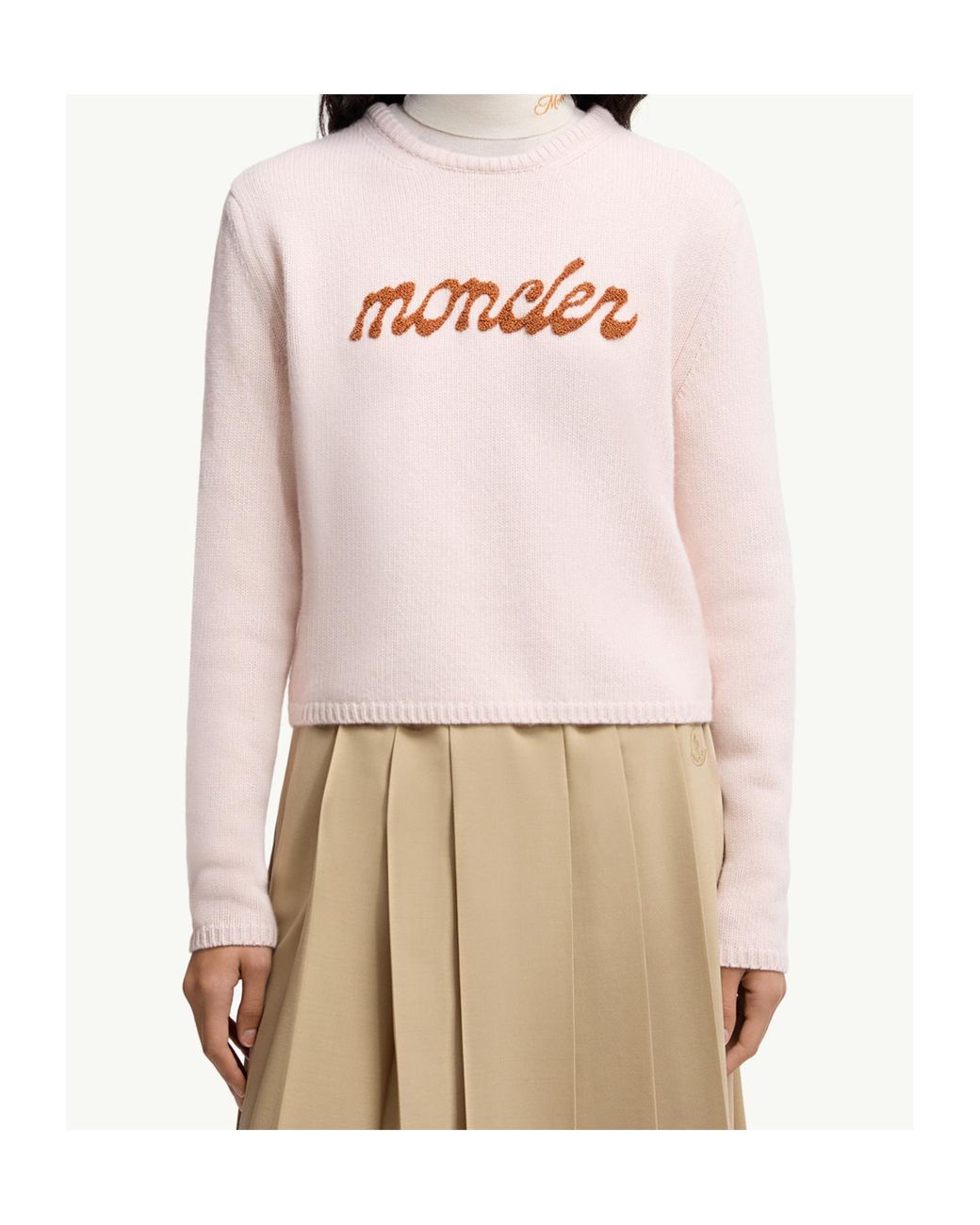 Moncler Pink Logo Detailed Crewneck Jumper