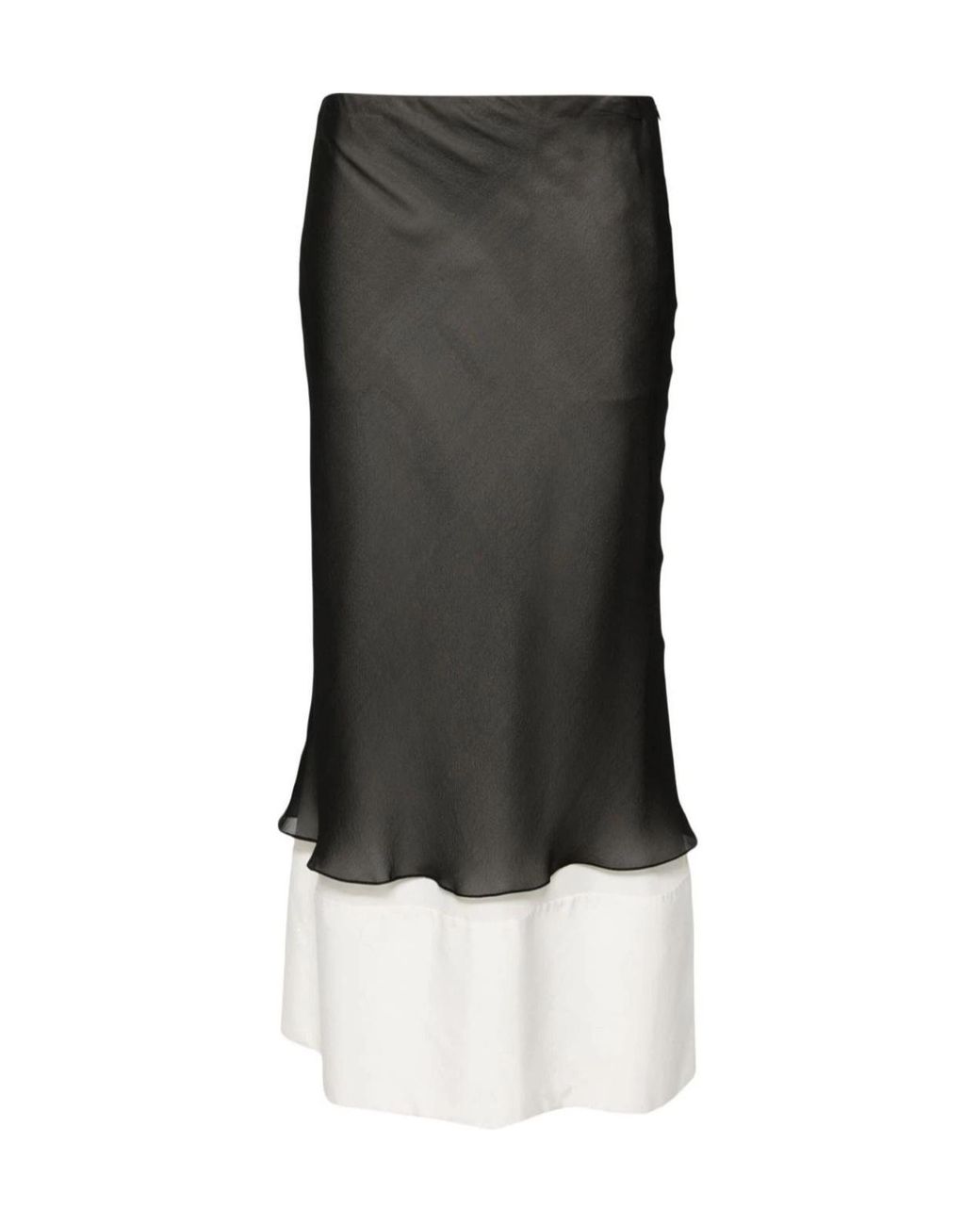 Quira Black Flowing Asymmetric Skirt With Contrast