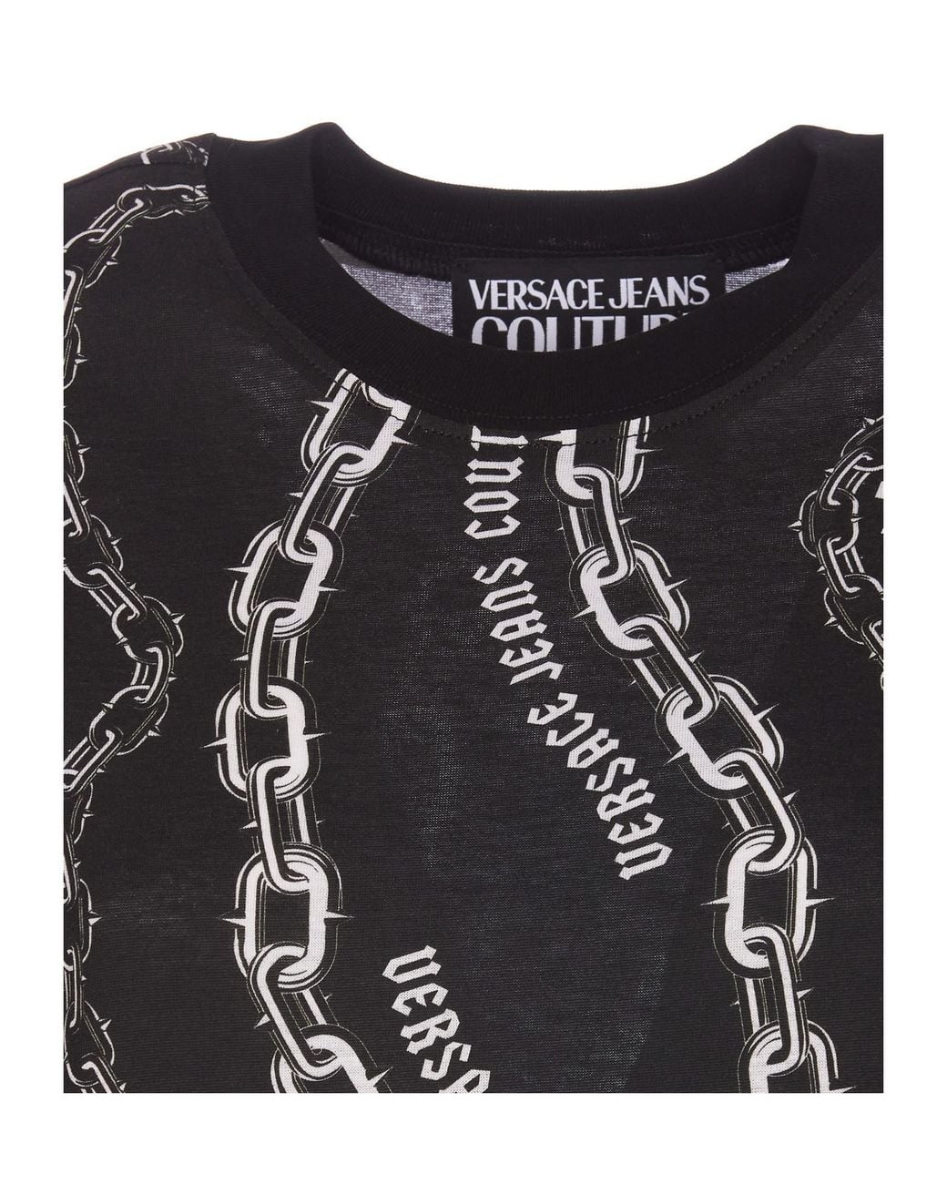 Versace Jeans Black Couture Chain Couture Printed Crewneck T-Shirt