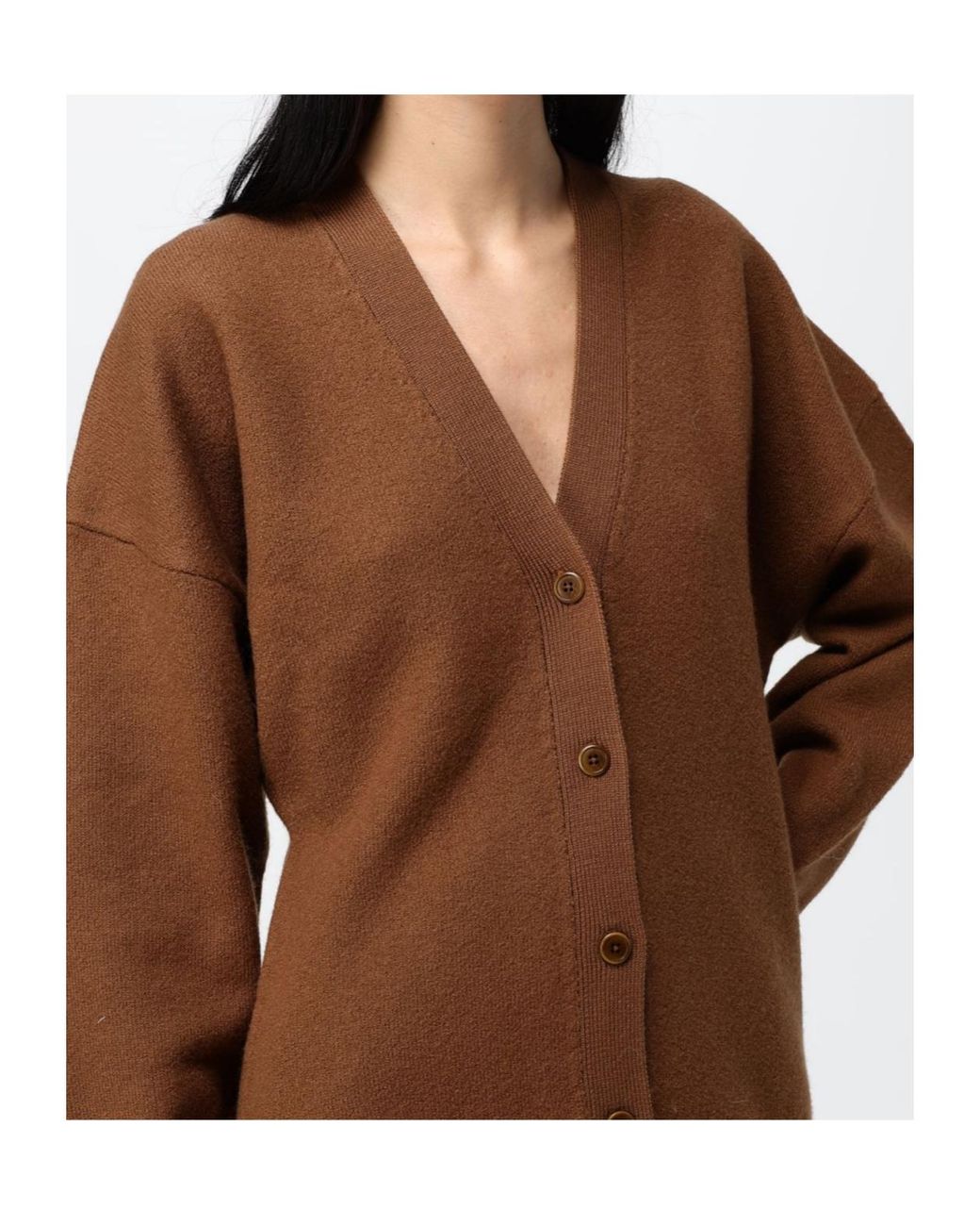 Filippa K Brown Buttoned V-Neck Cardigan