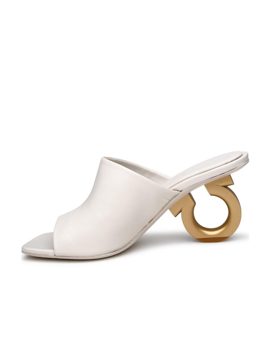 Ferragamo White Square High-Heeled Sandals