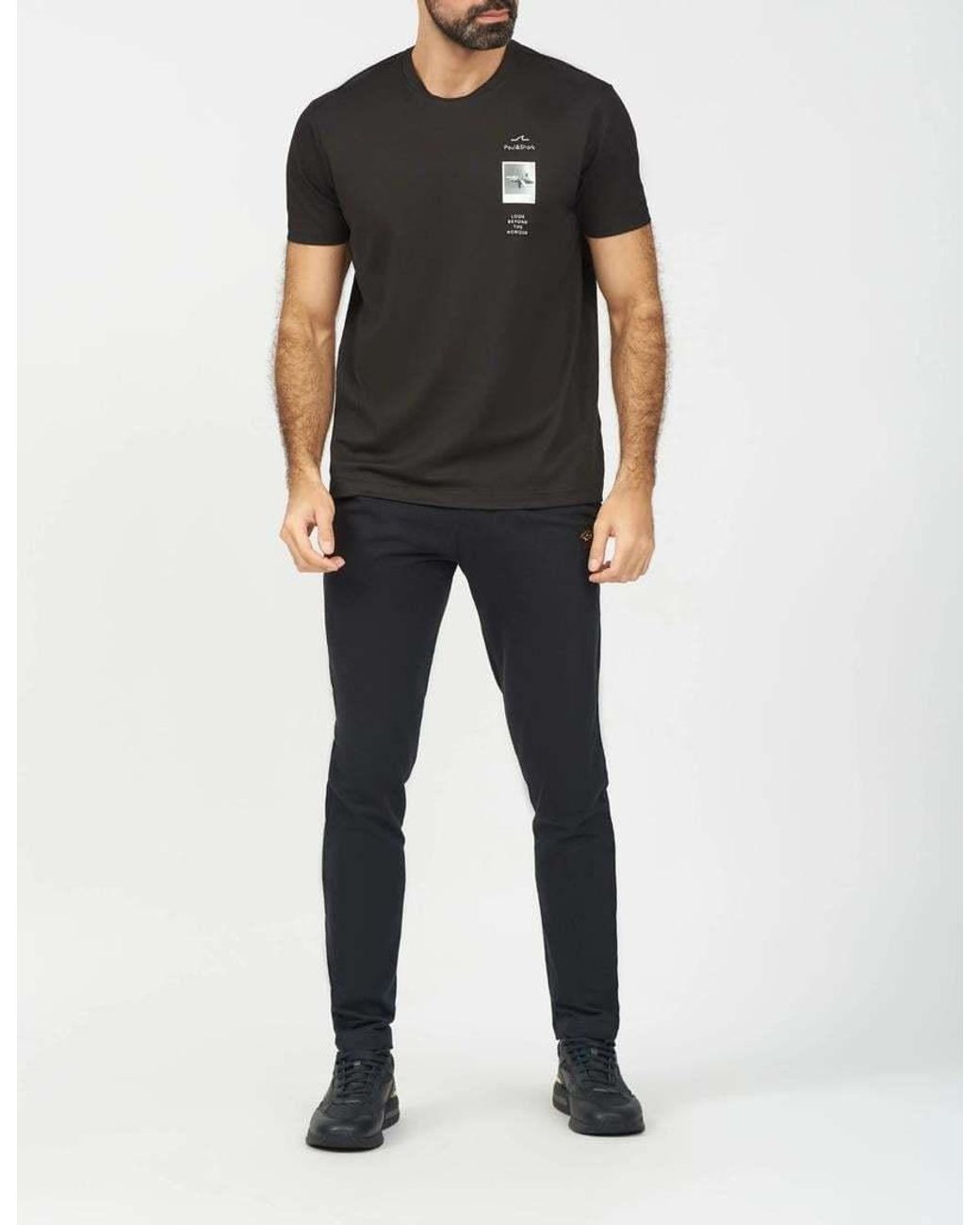 Paul & Shark Black Logo-Printed Crewneck T-Shirt for men