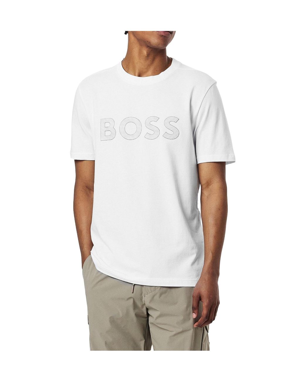 Boss White Crewneck Shortsleeve Tshirt for men