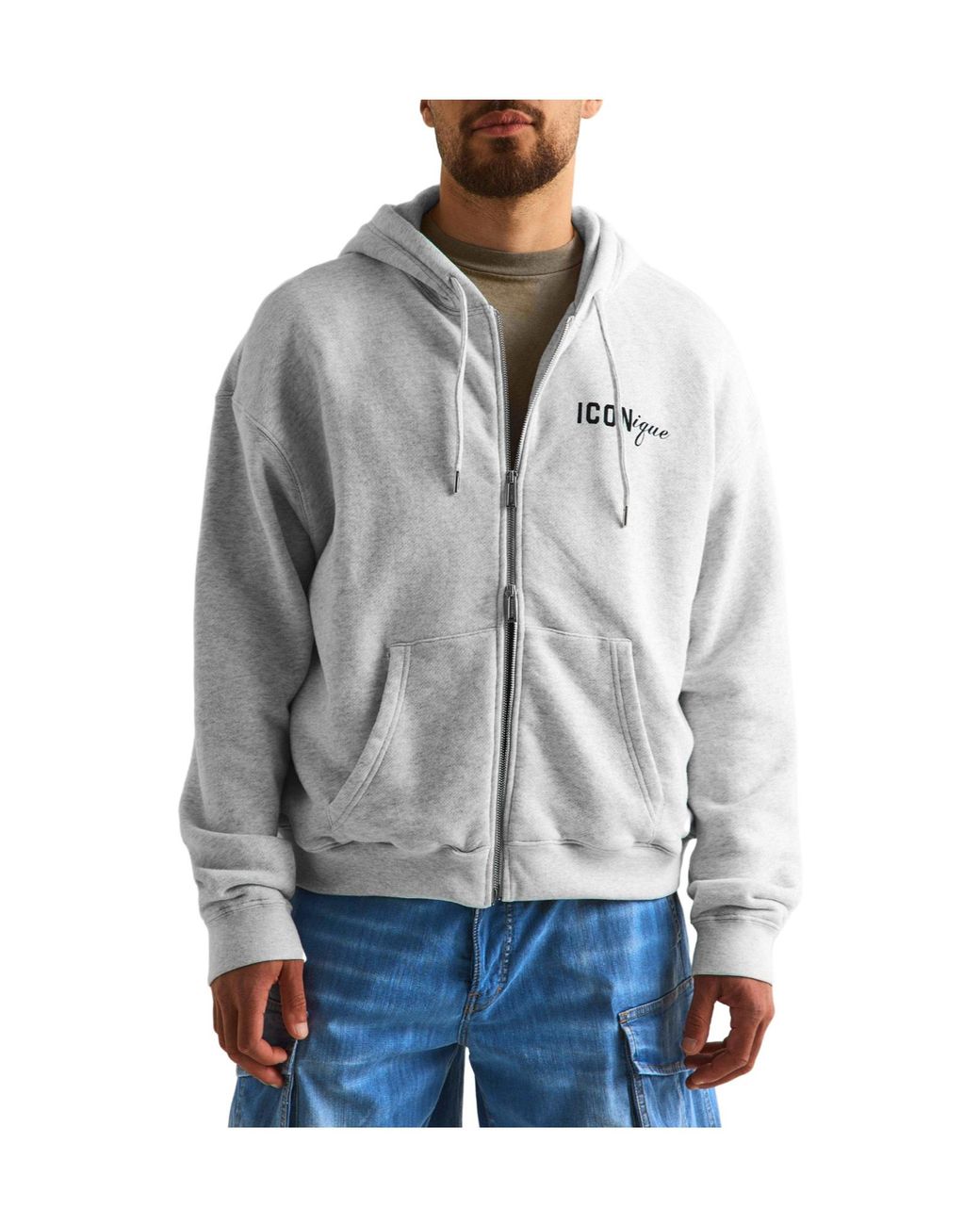 DSquared² Gray Classic Zip-Up Hoodie for men