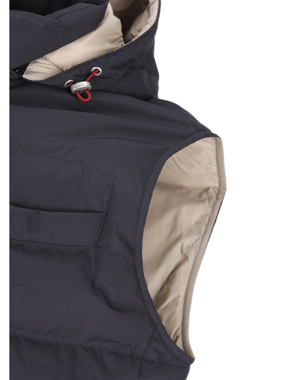 Brunello Cucinelli Blue Hooded Down Gilet for men