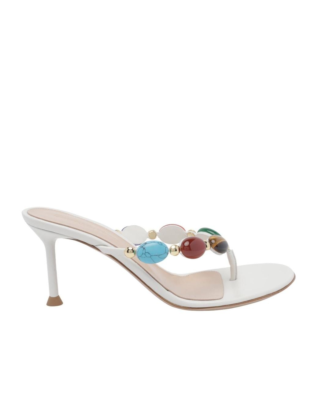 Gianvito Rossi White Shanti Embellished Heeled Sandals