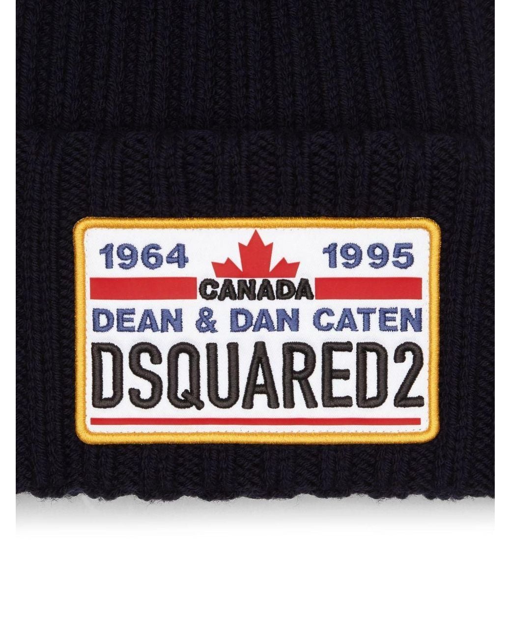 DSquared² Blue Logo Embroidered Turn-Up Beanie for men