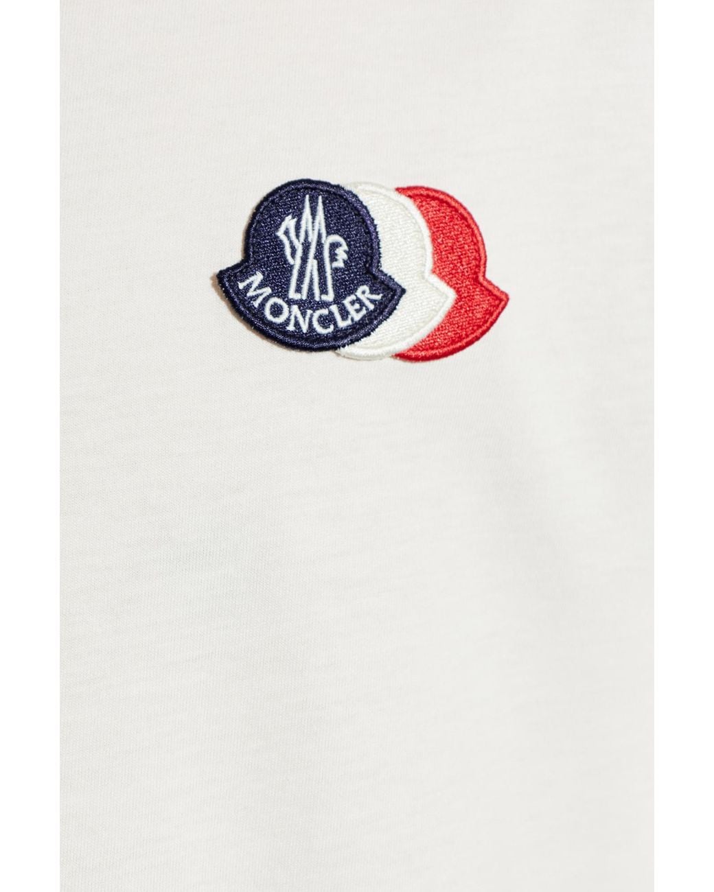Moncler White Logo Patch Crewneck T-Shirt for men