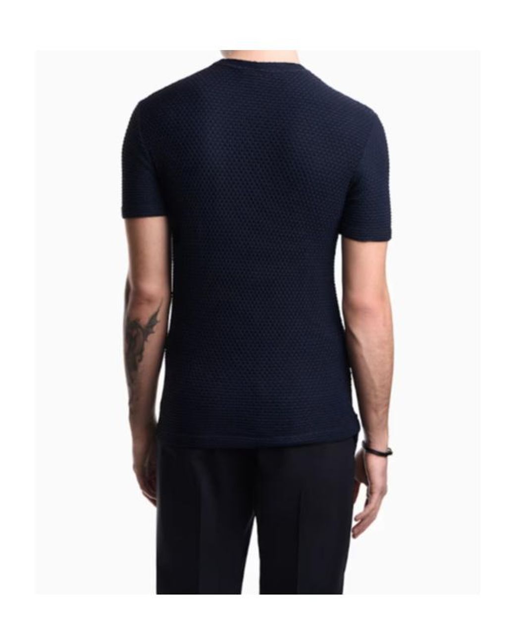 Emporio Armani Blue Waffle-Knit T-Shirt for men