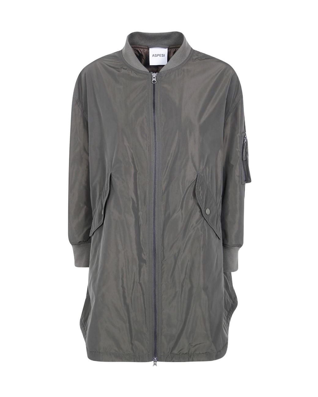 Aspesi Gray Zip-Front Parka Coat