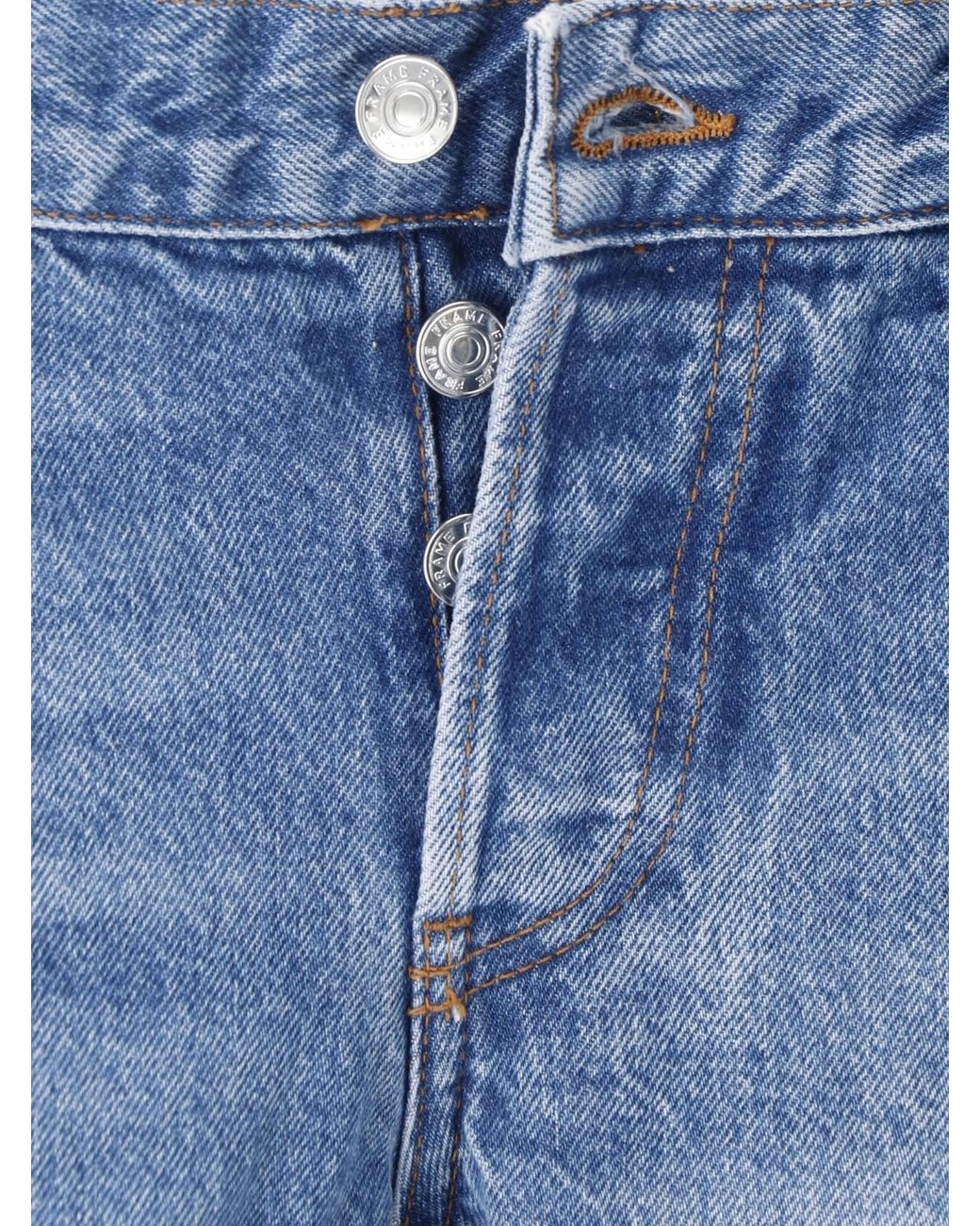 FRAME Blue High-Rise Wide-Leg Jeans