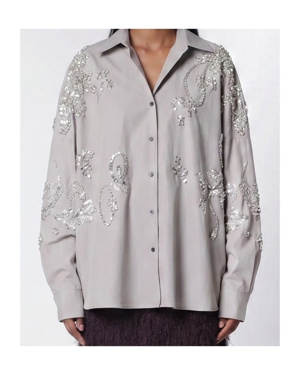 Dries Van Noten Gray Embellished Shirt