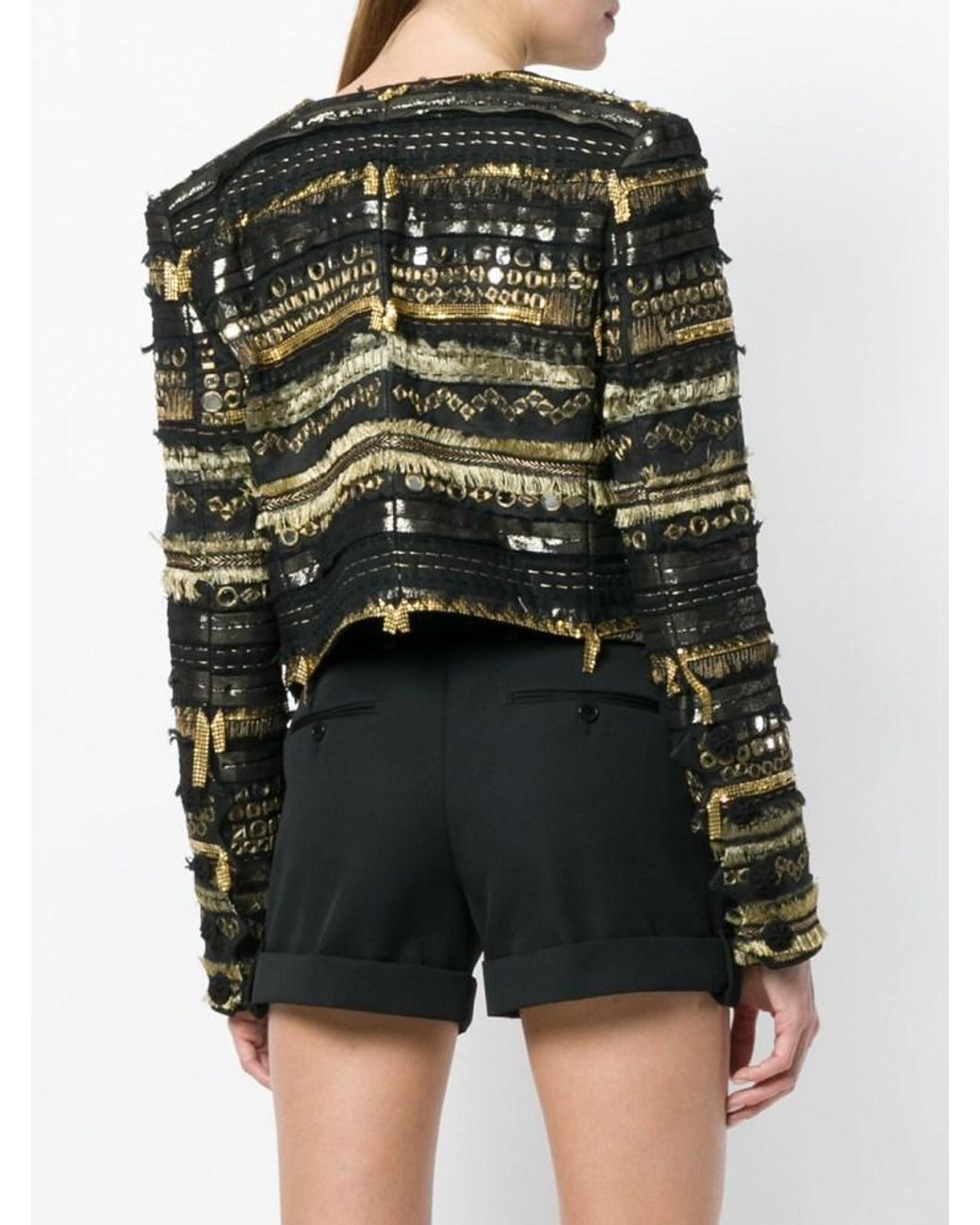 Saint Laurent Black Embroidered Fitted Jacket