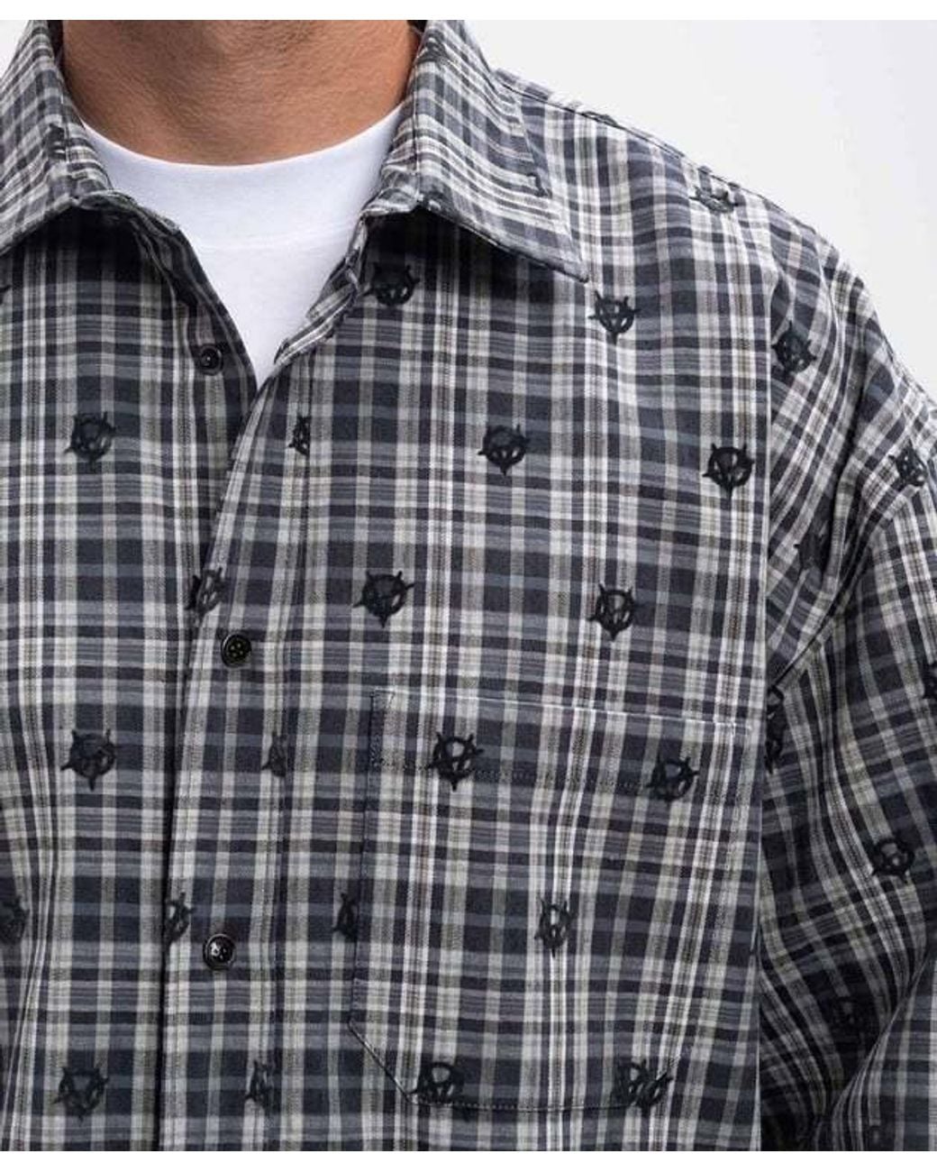 Vetements Gray Turn-Down Collar Long-Sleeve Shirt for men