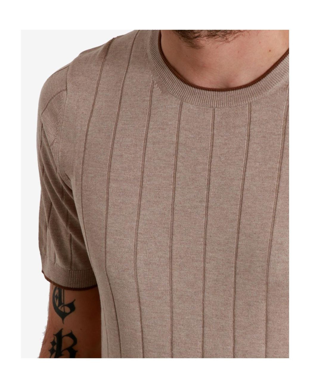 Gran Sasso Natural Maxi Ribbed Short-Sleeve Knitted Sweater for men