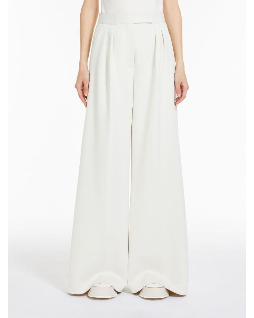 Max Mara White Zinnia Pleat Detailed High Waist Pants