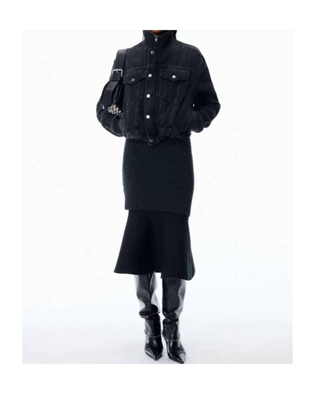 Alexander Wang Black Zip-Up Denim Jacket