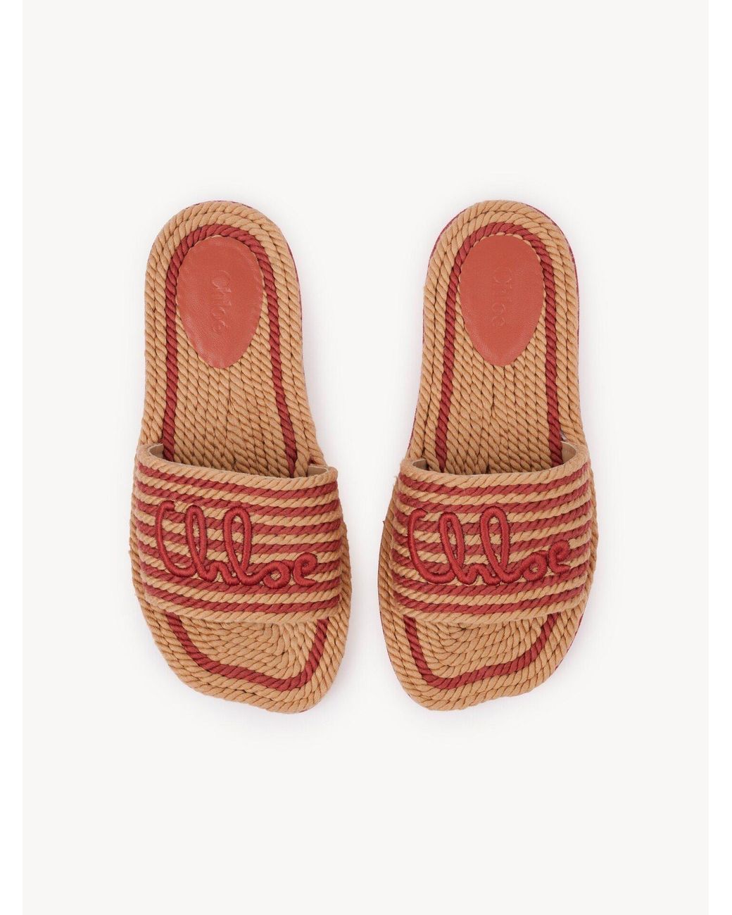 Chloé Pink Chloé Logo Slide Flat Sandals