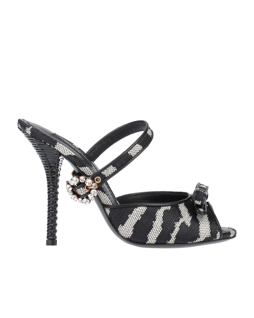 Dolce & Gabbana White Zebra Print Leather Sandals