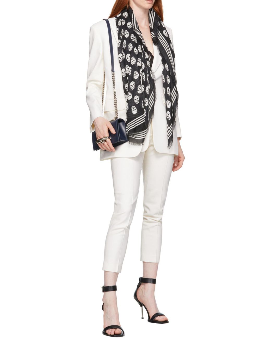 McQueen White Biker Skull Scarf