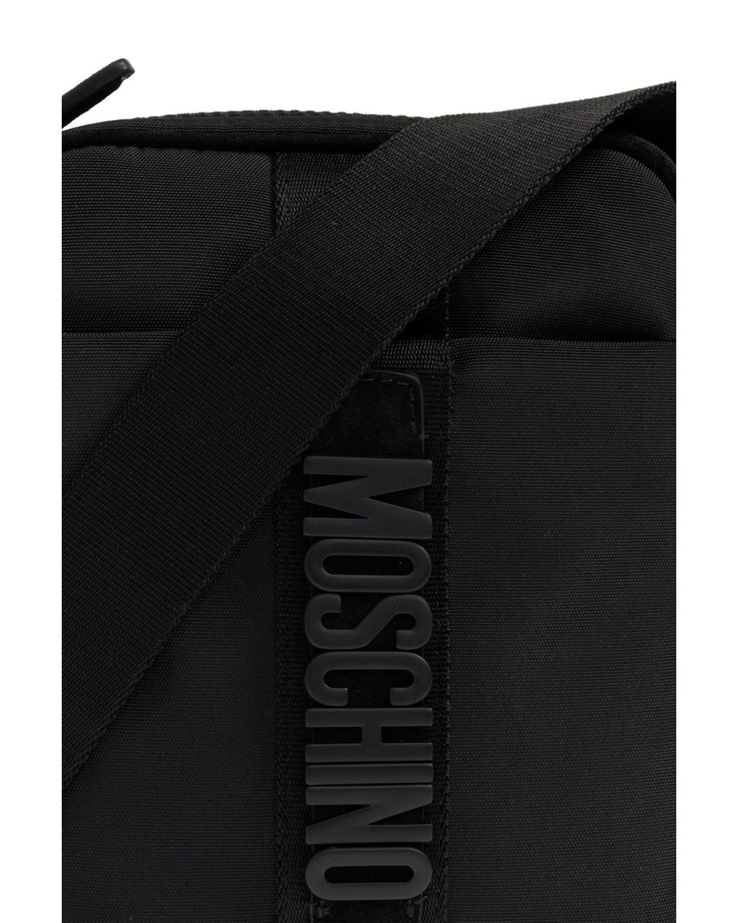 Moschino Black Logo Plaque Shoulder Bag for men