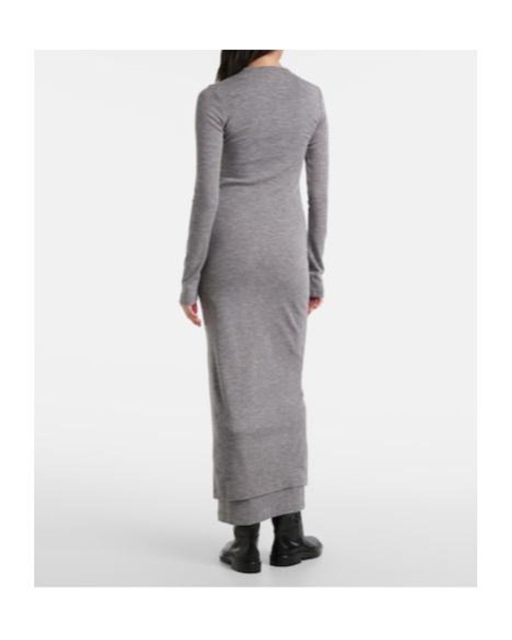 Jil Sander Gray Virgin Wool Midi Dress