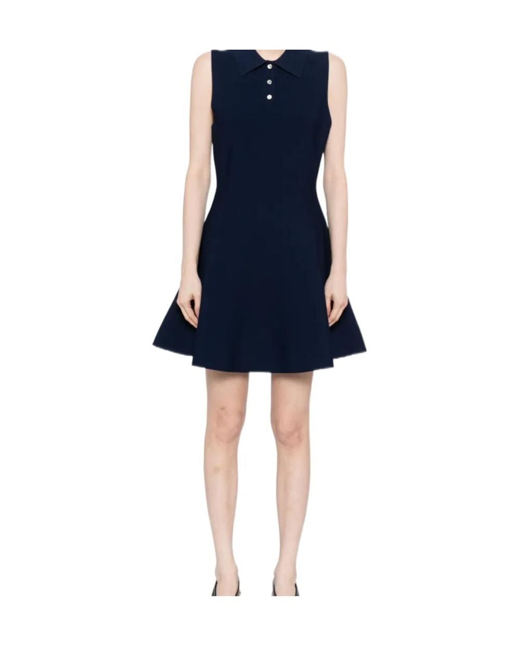 Theory Blue Polo-Collar A-Line Dress