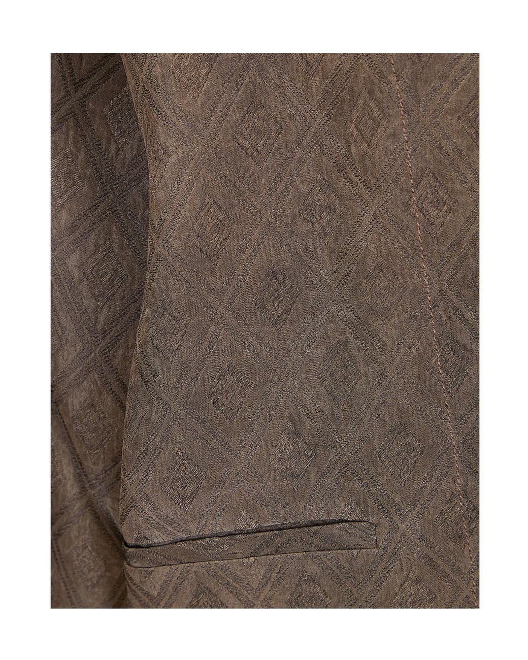 Uma Wang Brown Long-Sleeved Jacquard Cardigan