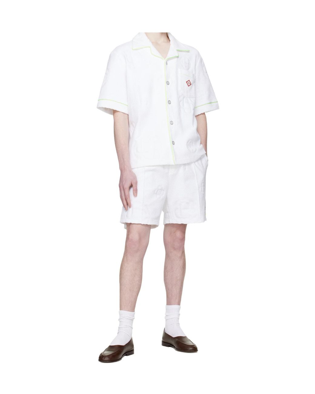 Casablanca White Towelling Monogram Bermuda Shorts for men