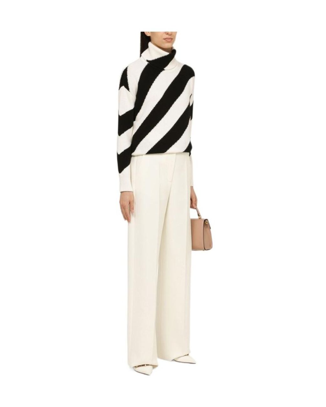 Valentino White High-Rise Wide-Leg Trousers