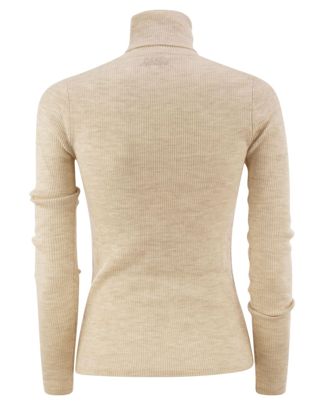 Mc2 Saint Barth Natural Erika Ribbed Roll Neck Knitted Sweater