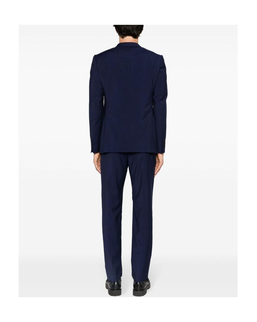 Emporio Armani Blue Single-Breasted Virgin Wool Suit for men
