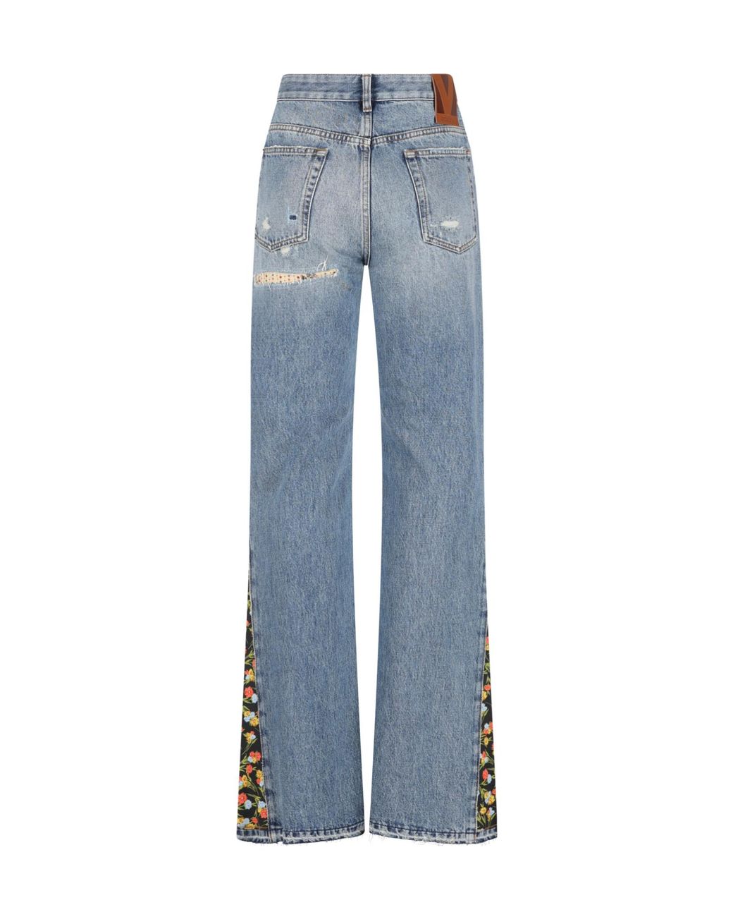 Valentino Blue Floral Panelled Flared Jeans