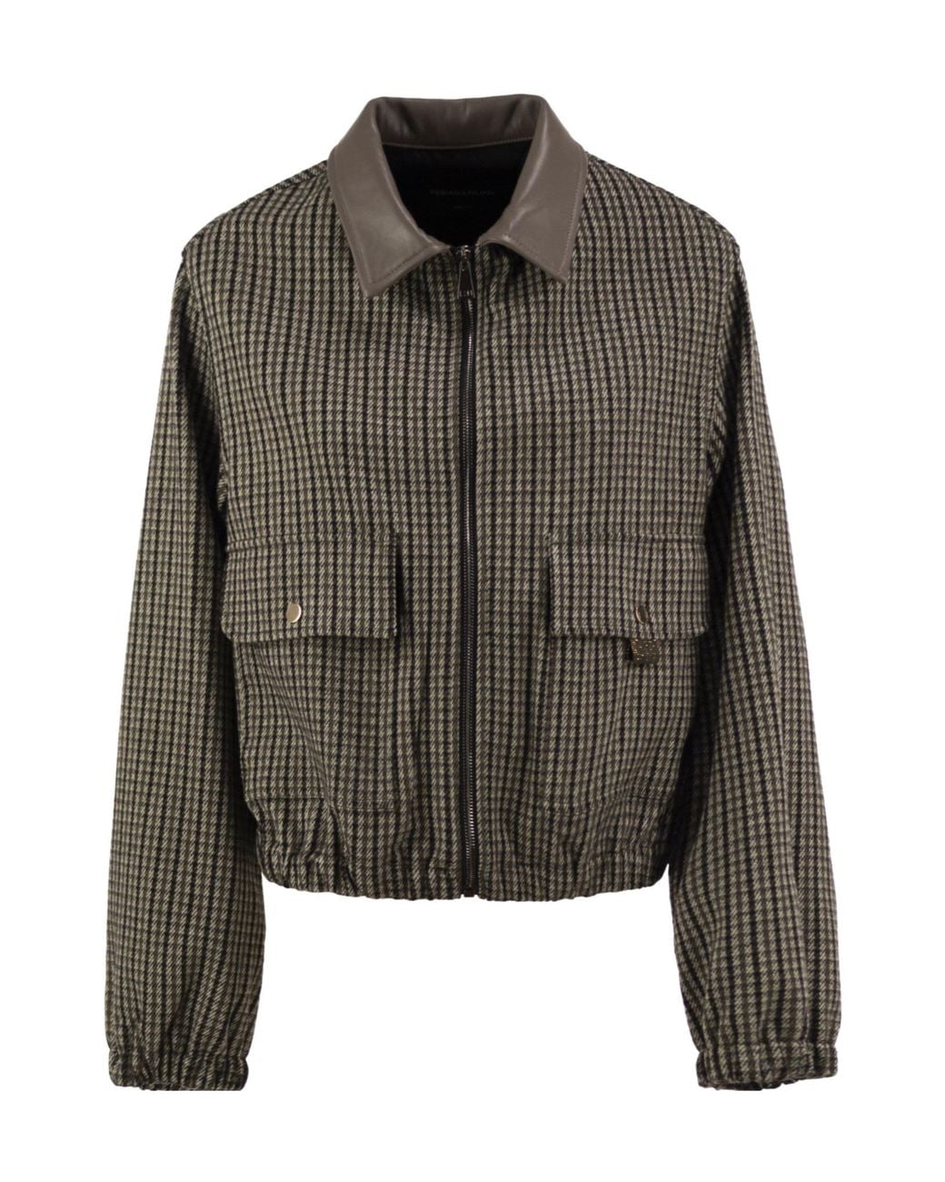 Fabiana Filippi Green Houndstooth Bomber Jacket