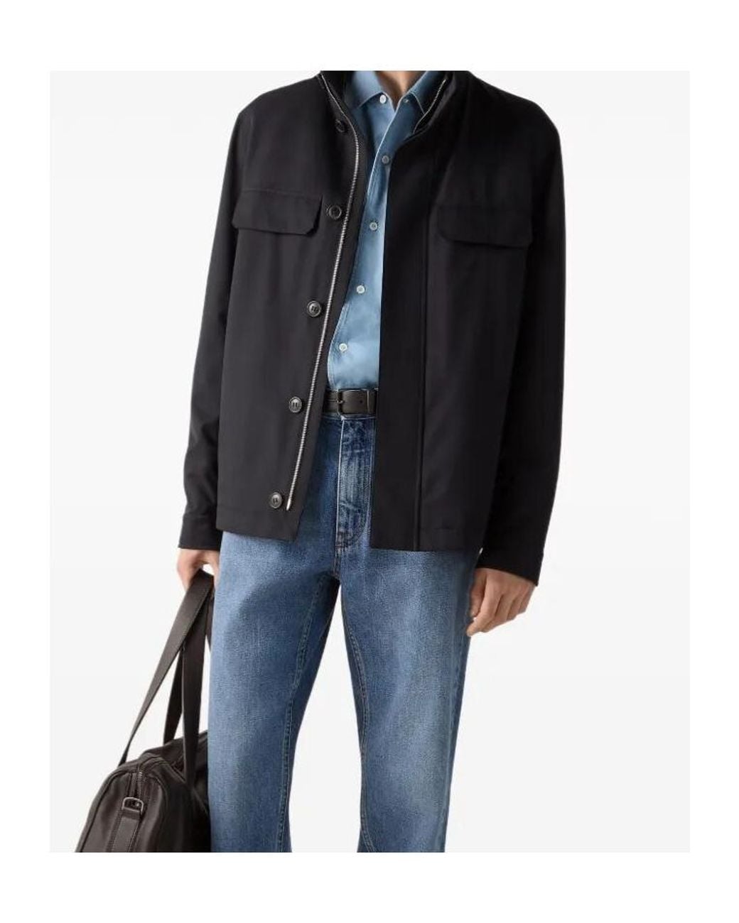 Zegna Blue Chest-Pocket Jacket for men