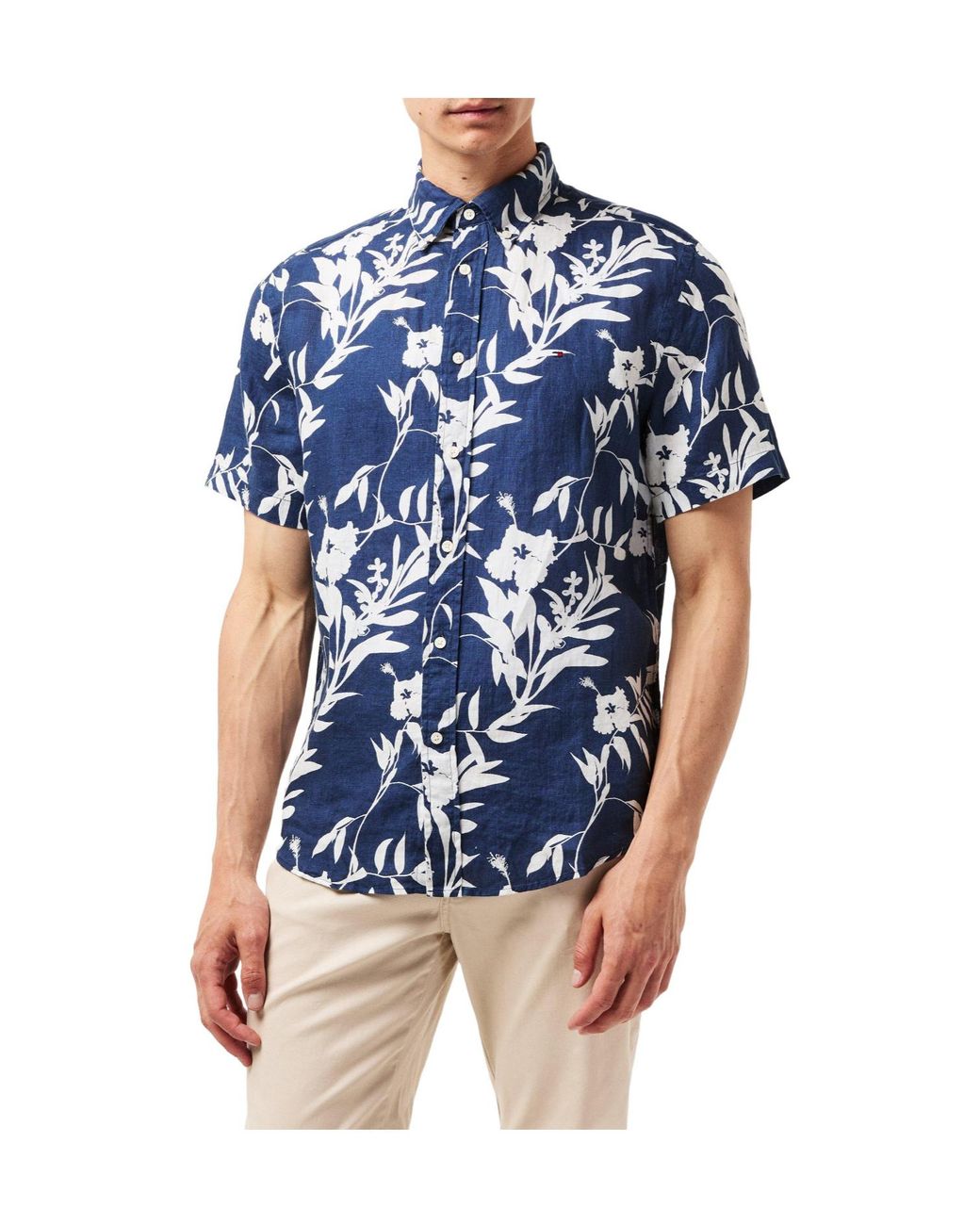 Tommy Hilfiger Blue Base Floral Shortsleeve Shirt for men