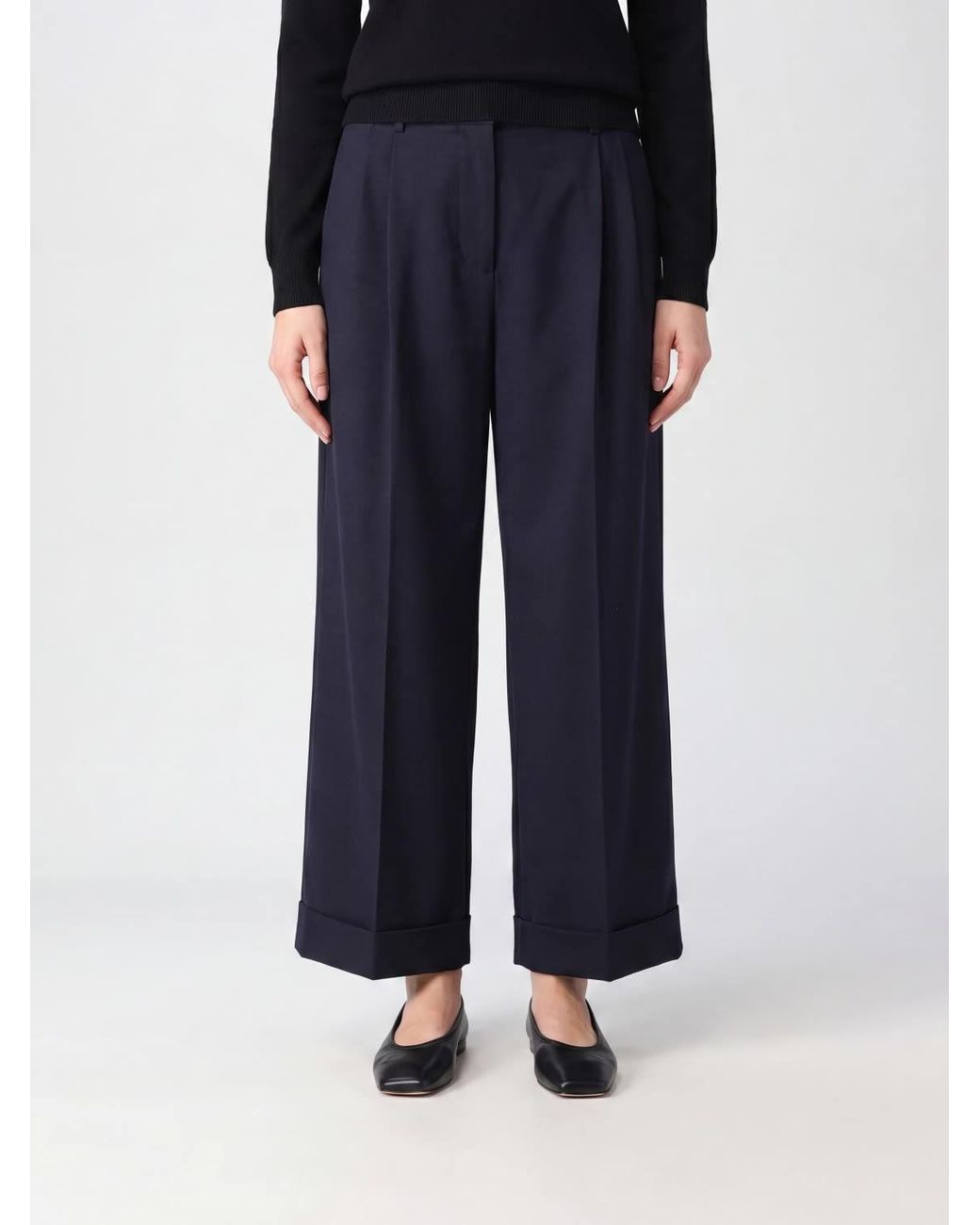 The Row Blue Lior Pleated Pants