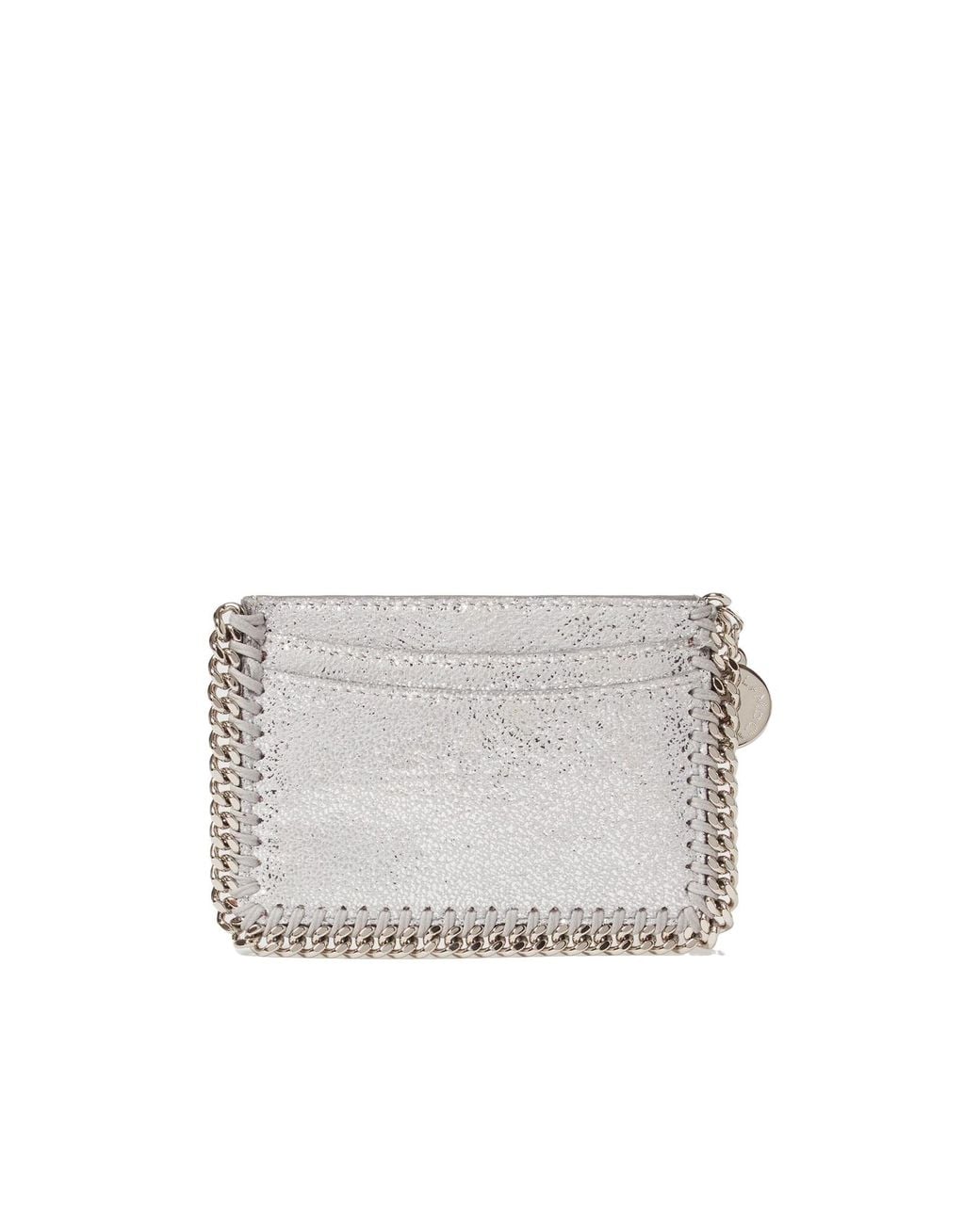 Stella McCartney Gray Falabella Chain-Embellished Card Holder
