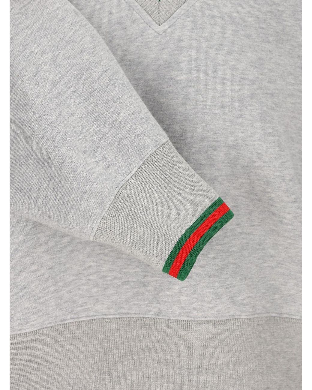 Gucci Gray Web Jersey V-Neck Sweatshirt