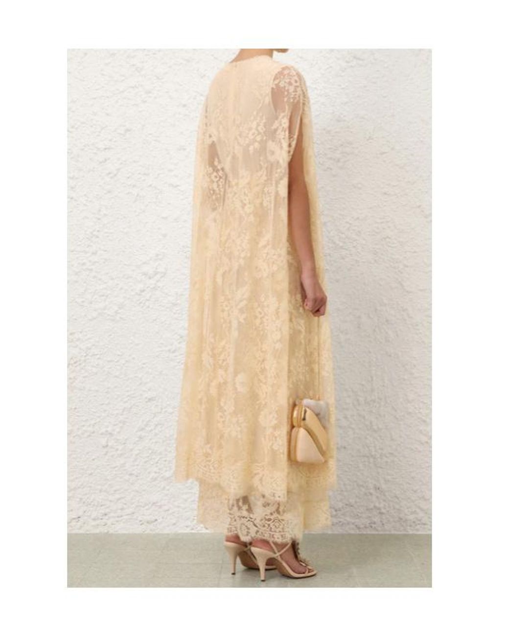 Zimmermann Natural Valiant Lace Caped Maxi Dress