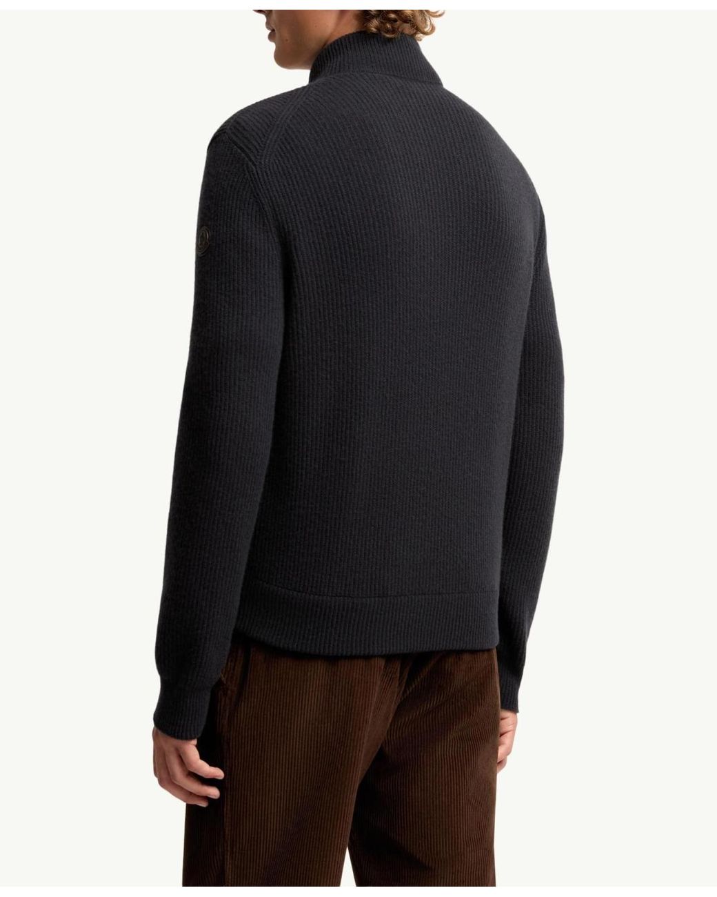Moncler Blue Wool-Cashmere Down Cardigan for men