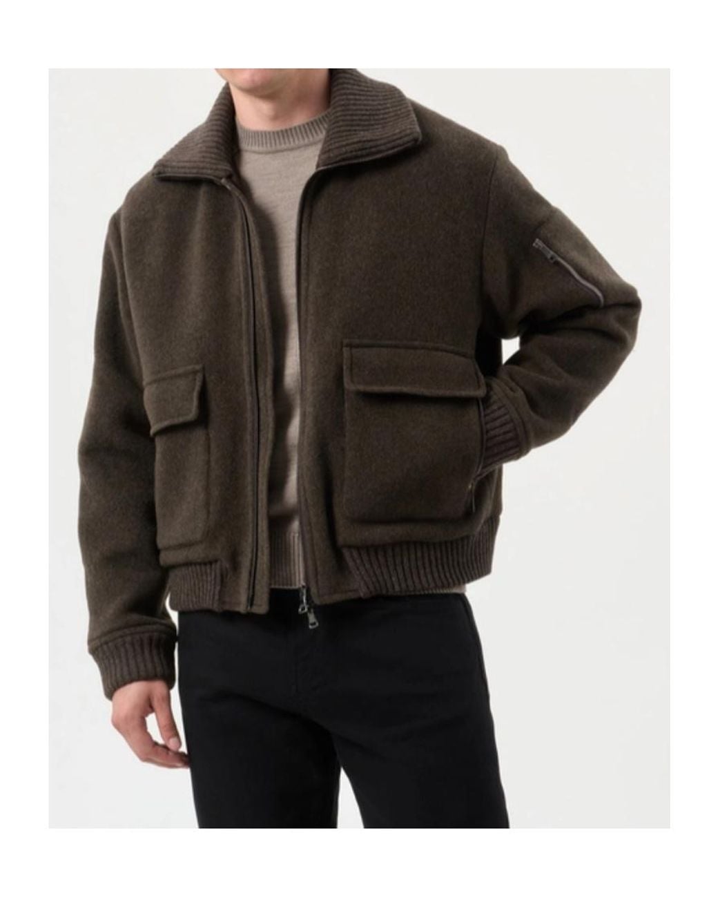 Paul & Shark Black Ribbed-Collar Wool-Blend Jacket for men