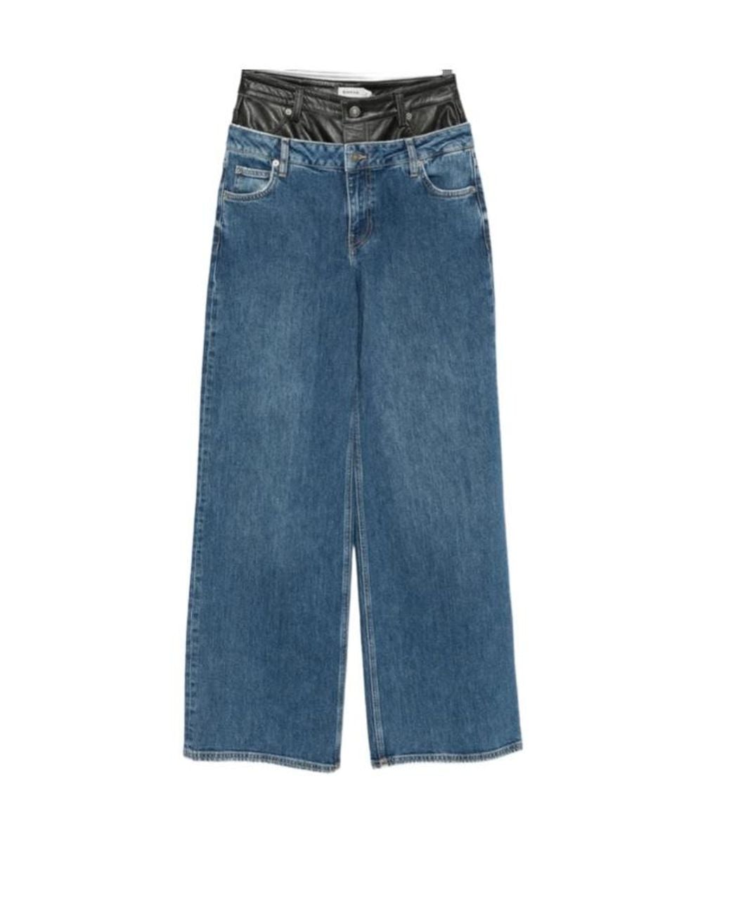 Jonathan Simkhai Blue Layered-Waistband Jeans