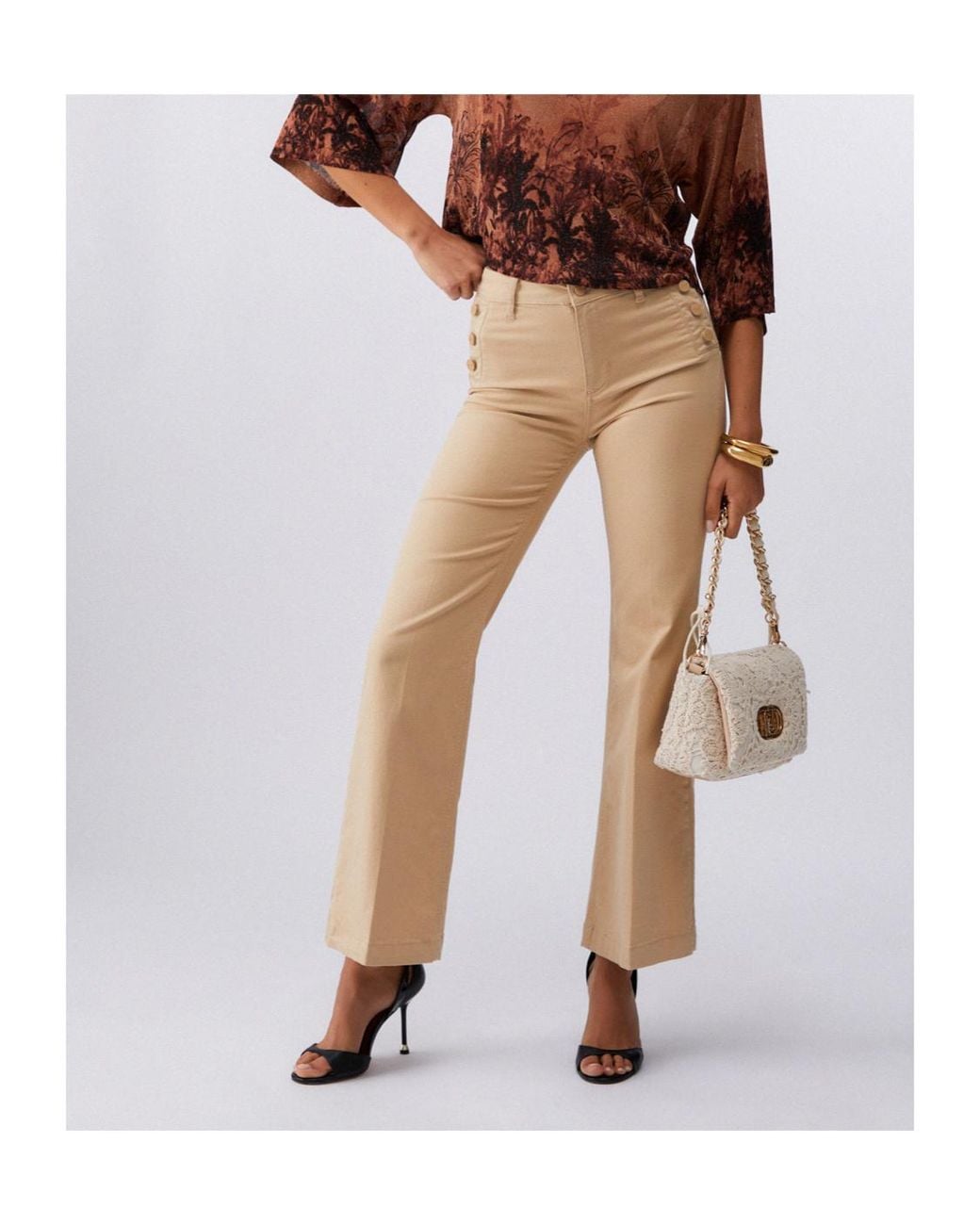 Liu Jo Natural High Waist Flared Trousers For