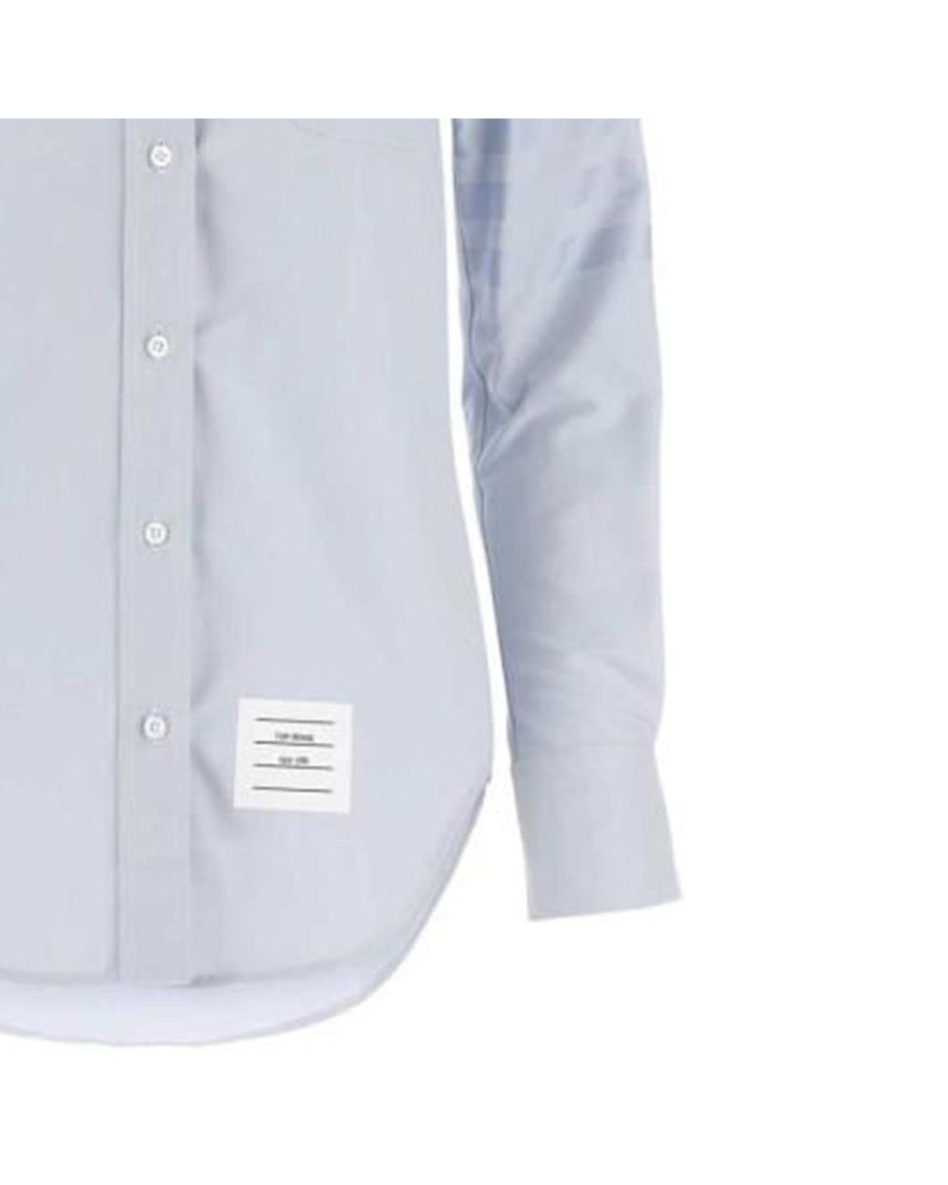 Thom Browne Blue Logo Patch Long-Sleeved Shirt