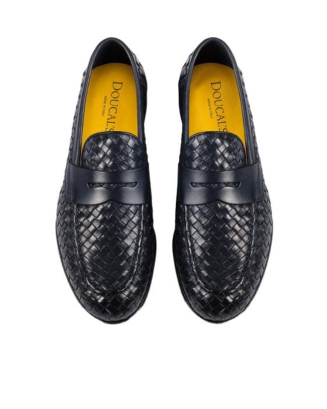 Doucal's Black Round Toe Woven Loafers for men
