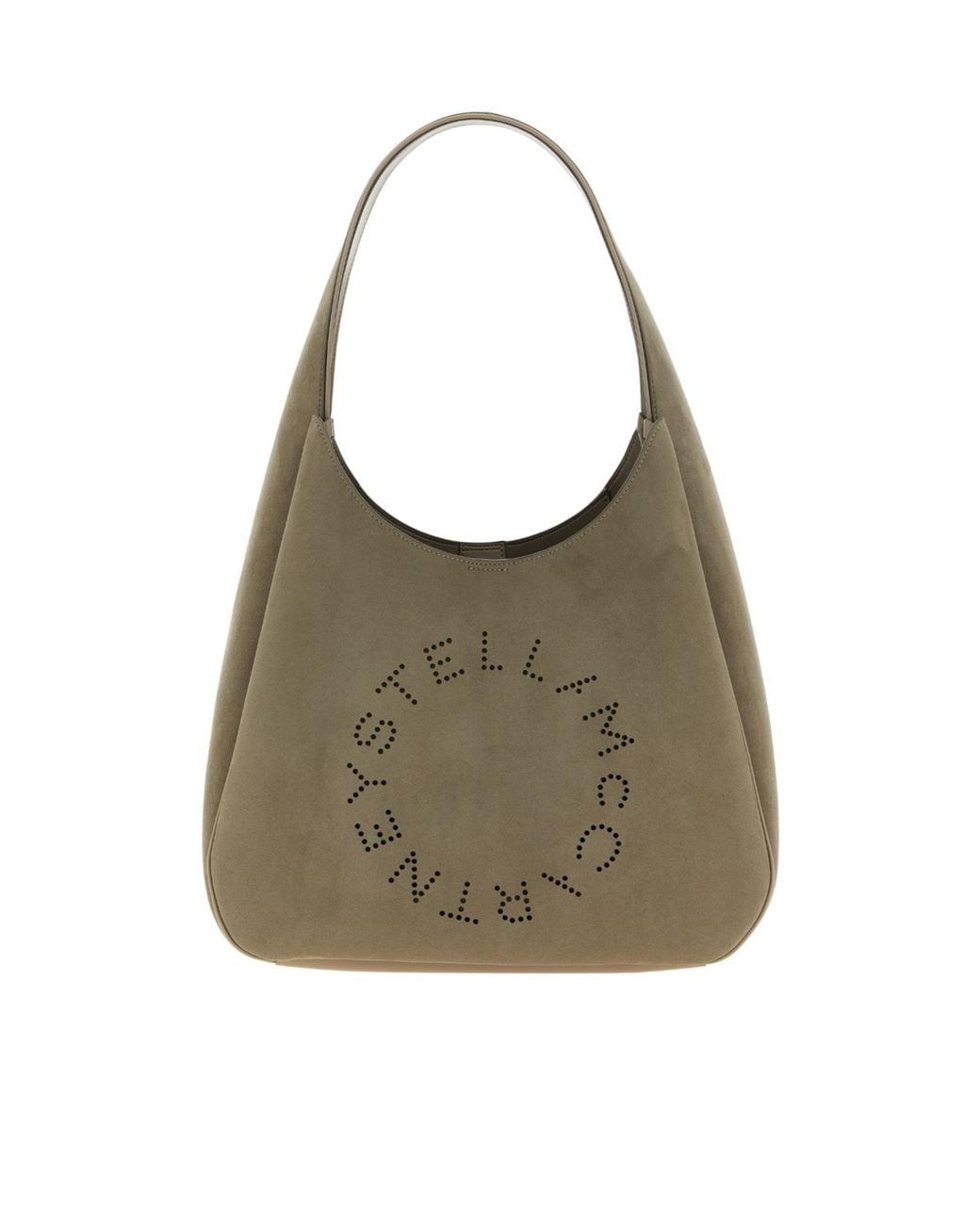 Stella McCartney Gray Logo Perforated Shoulder Bag
