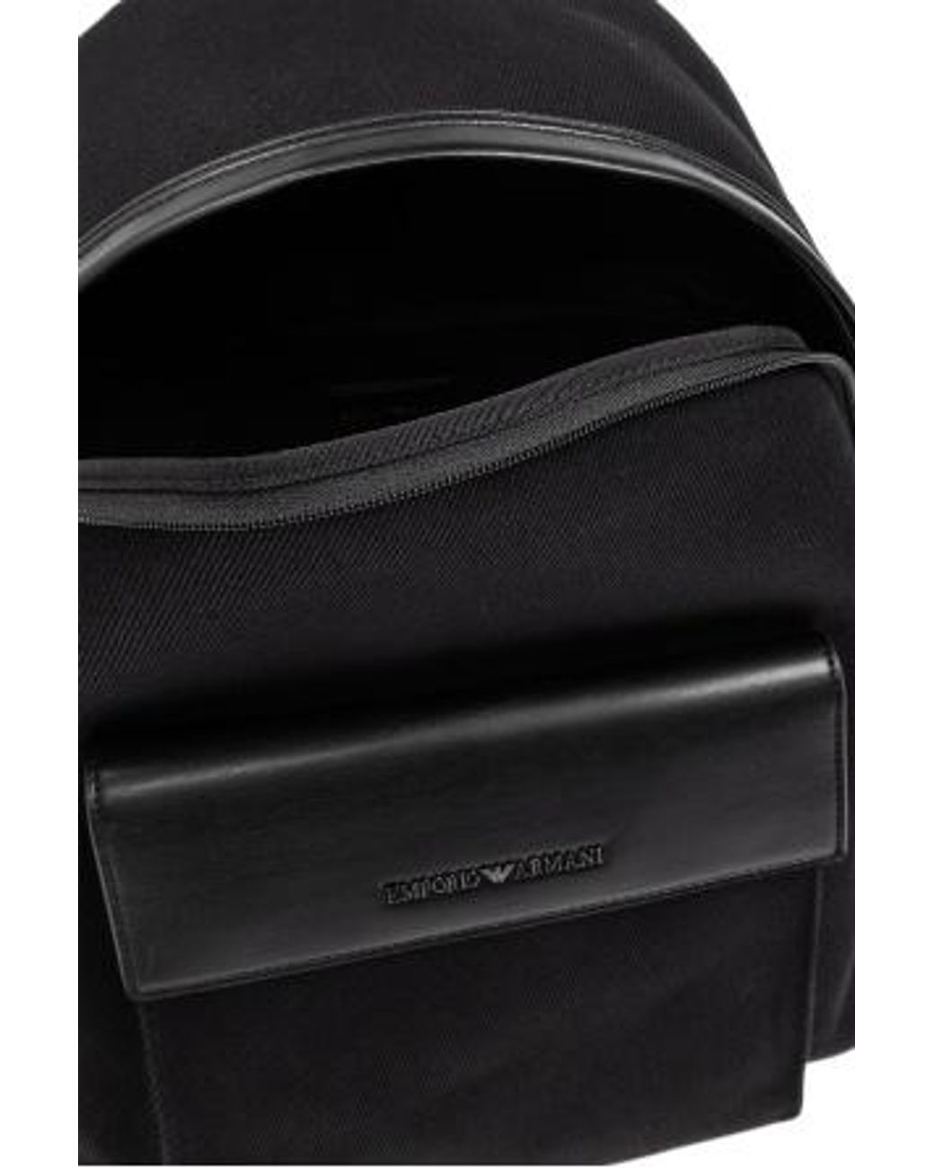 Emporio Armani Black Backpack With Logo Shaped Applique for men
