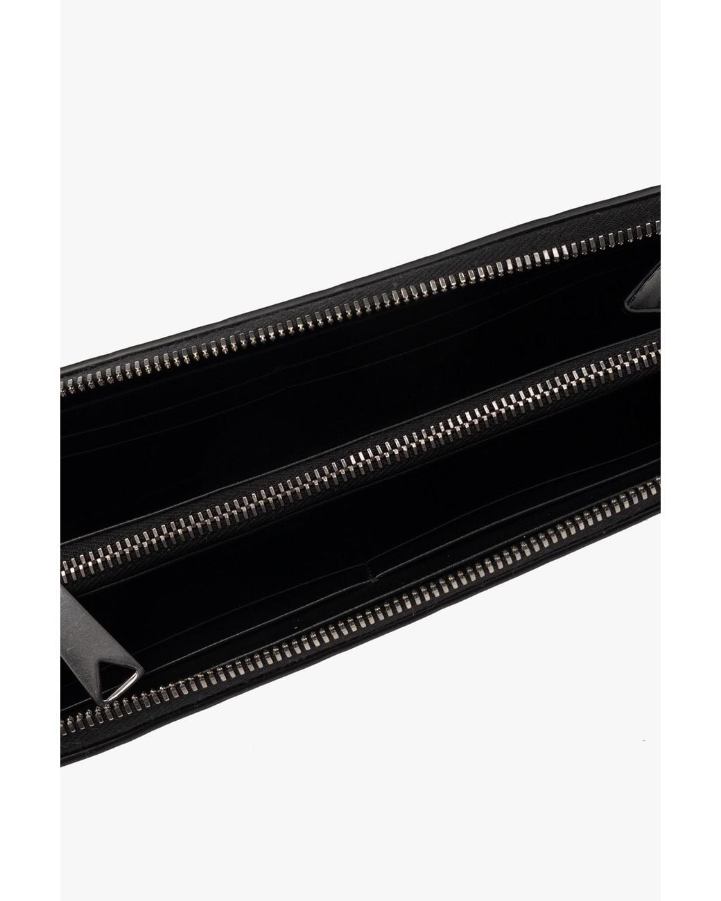 Bottega Veneta Black Intrecciato Zip Around Wallet for men