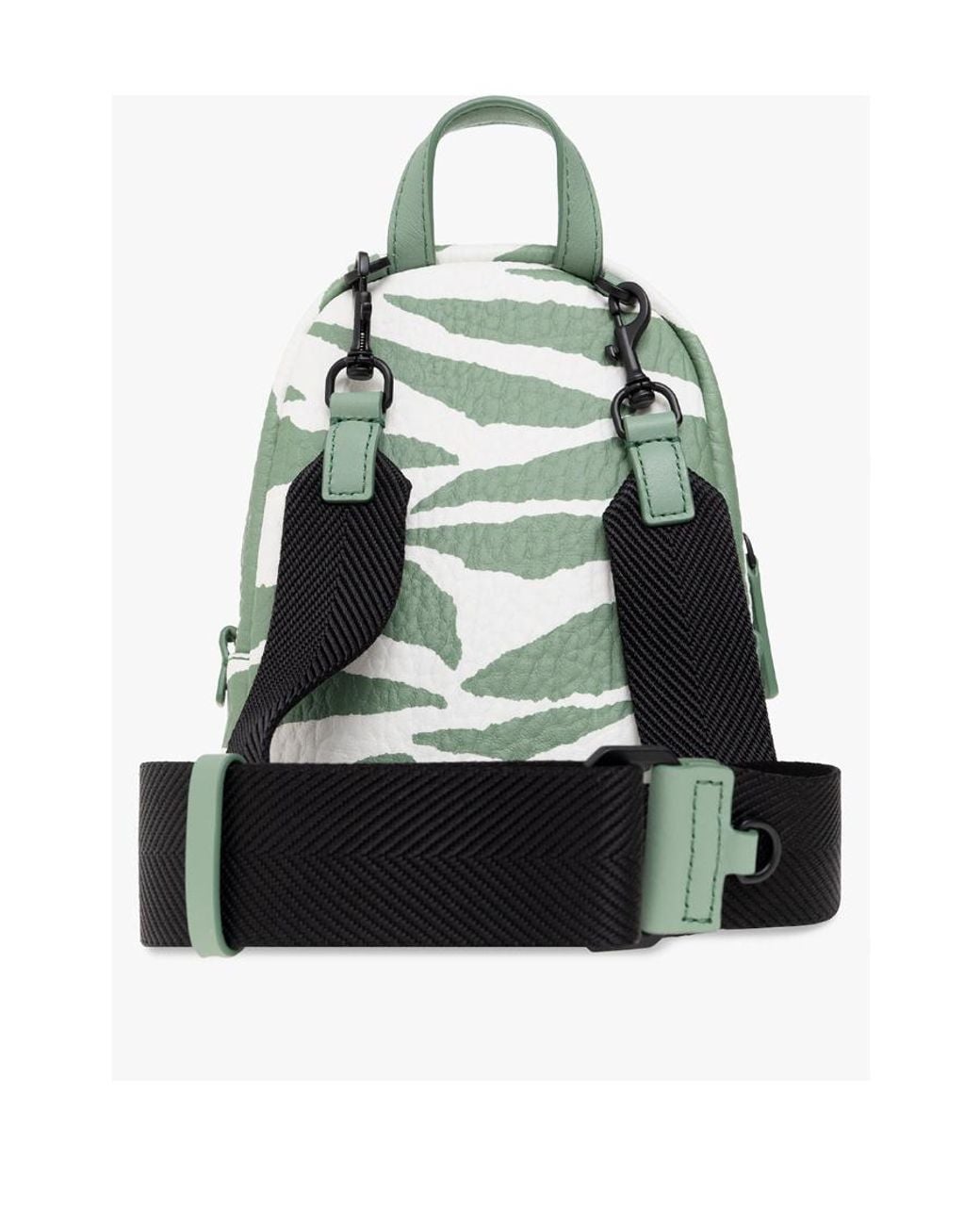 MCM Green Animal Printed Logo Patch Detailed Backpack
